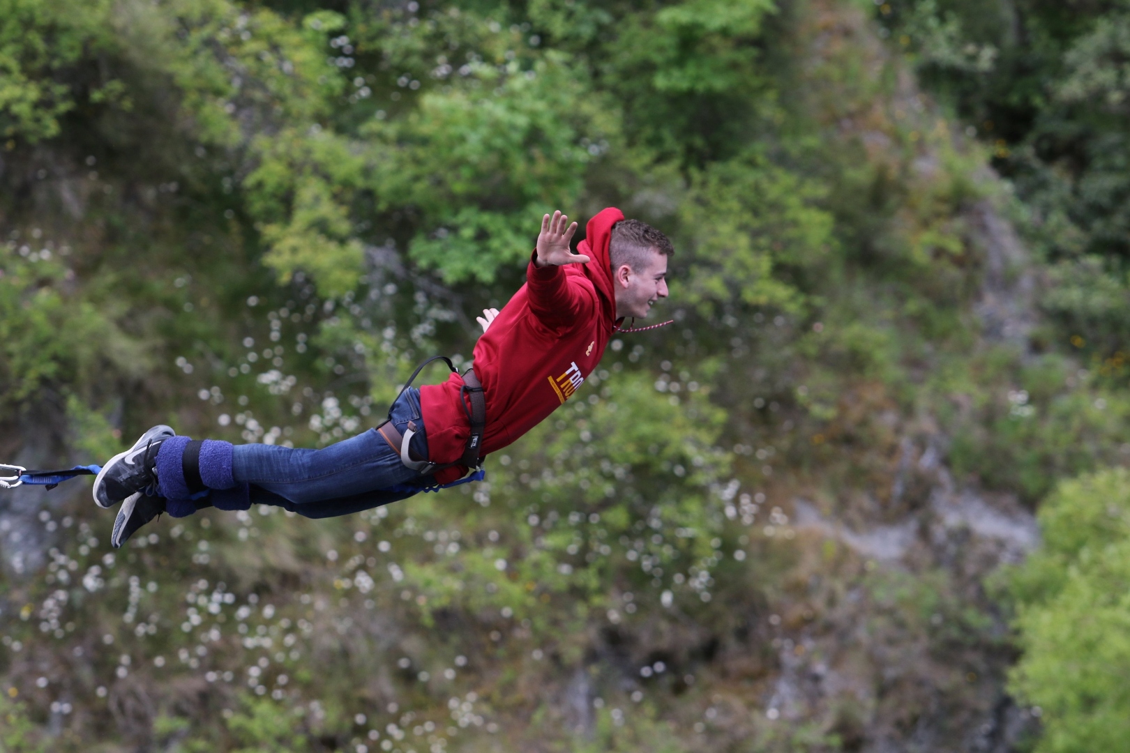 Nicholas bungee jumping in New Zealand